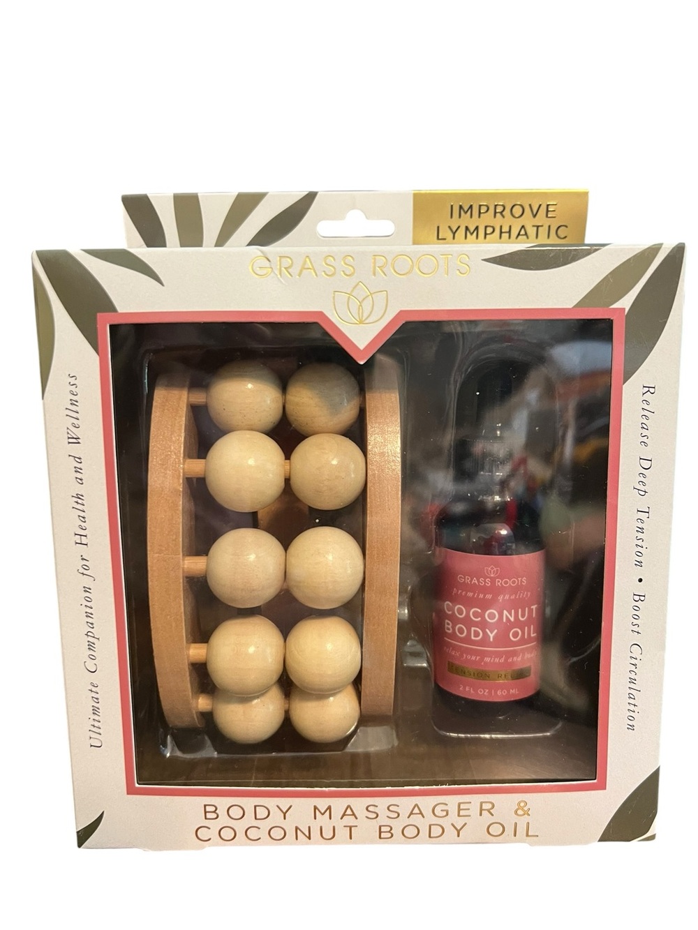 Coconut Body Oil & Wooden Body Massager